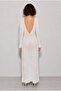 Women's White Glittery Mercerized Slit Detailed Backless Maxi Pareo 2769 60286429 - 5