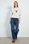 3 Thread Penguin Embroidered Crop Sweatshirt - 3