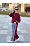 Girl's Striped Denim Detailed Stoned Double Set