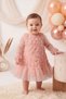 Girls' Evening Dress 3D Rose Floral Tulle Long Sleeve Baby Birthday Dress 9 Months-6 Years - 2