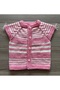 Seamless Hand Knitted 0-3 Months Girl's Pink and White Striped Baby Vest