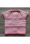 Seamless Hand Knitted 0-3 Months Girl's Pink and White Striped Baby Vest - 2