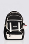 Black Korean Style Multi-Compartment School Bag Backpack with Teddy Bear Accessories Elementary School Middle School High School