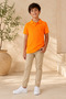Children's Unisex 2-Piece Short Sleeve Polo Collar T-Shirt 100% Cotton Lakos - Orange - 2