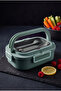 304 Stainless Steel Lunch Box with Carry Handle - 2 Compartments Leakproof Food Storage Container with Locking Lid