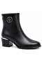 1853214K Women's Genuine Leather Buckle Thick Heel Pointed Toe Short Zipper Boots - 3