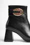 Women's Gold Buckle Detailed Thick Heeled Black Boots & Booties - 4
