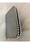 Pearl Detailed Glittery Silver Mini Chain Bag - 3