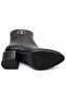 1853214K Women's Genuine Leather Buckle Thick Heel Pointed Toe Short Zipper Boots - 6
