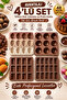 Set of 4 Silicone Cake, Chocolate, and Praline Molds |   12-Pack Sea Shell, 9-Pack Hemisphere, 12-Pack Baton, 15-Pack Mini Baton |   Bpa Free, Fda Compliant
