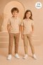 Children's Unisex 2-Piece Short Sleeve Polo Collar T-Shirt 100% Cotton Lakos - Beige