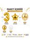 1-9 Years Old Birthday Balloon Set – Gold White Premium Number Foil Balloon, Star and Confetti Balloon Set Transparent Balloon Set Birthday Party Set - 8