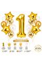 1-9 Years Old Birthday Balloon Set – Gold White Premium Number Foil Balloon, Star and Confetti Balloon Set Transparent Balloon Set Birthday Party Set - 3