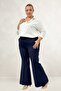 29031 Plus Size Spanish Flare Pants - Navy Blue - 3