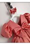 Brick Red Girls' Puffy Dress Evening Gown
