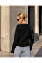 Black Hair Braid Patterned Crew Neck Buttoned Women's Knitwear Cardigan Zs003 - 2