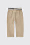 Baby Boy Beige Trousers with Pleated Detail and Pockets - 2