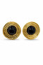 Yellow Wavy Round Black Detailed Women's Bijouterie Earrings