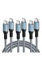كابل USB C إلى USB C من Bestwish بقوة 60 واط، 3 قطع بطول 2 متر/6.6 قدم، كابلات هاتف من النوع C |   شحن سريع 20 فولت 3 أمبير بتقنية PD و USB - 5