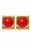 Red Beveled Stone Square Bijouterie Earrings
