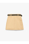 A-Line Cotton Belted Cargo Pocket Gabardine Pleated Mini Skirt - 2
