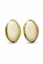 Elegant Cream Oval Stone Yellow Framed Bijouterie Earrings for Women for Daily and Special Occasions