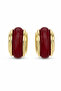 Women's Red Oval Stone Yellow Tone Bijoux Earrings Stylish and Modern Design