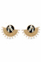 Yellow Tone Radiant Design Black and White Marble Pattern Bijoux Earrings