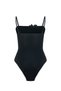 Black Women's Swimsuit with Appliqué Floral Detail and Thin Straps – Fiora - 5