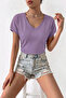 Women's V-Neck Short Sleeve Cotton Basic T-Shirt Trendy Casual and Comfortable Cut T-Shirt