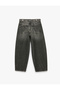 Washable Stitched Detailed Buttoned Comfortable Fit Balloon Fit Barrel Denim Trousers - Barrel Jeans - 6