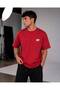 Red Crew Neck Oversize Fit Cotton Ny Printed Relaxed Cut Unisex T-Shirt
