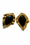 Yellow Color Wavy Framed Black Shiny Stone Women's Bijouterie Earrings