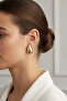 Yellow Tone Shiny Drop Steel Earrings Stylish and Modern Design for Women - 2