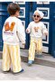 Girls' and Boys' Fall Collection 3-Thread Cotton Sweatshirt and Striped Pants Set 2-8 Years - 2