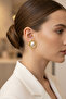 Wavy Form Pearl Detailed Yellow Color Bijouterie Earrings - 2