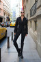 Black Striped Waist-Fitted Design Blazer Jacket - 5