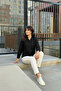 Women's Black Floral Embroidered Scalloped Comfortable Fit 100% Cotton Shirt with Stand Collar and Buttons - 6