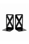 Cross Patterned Metal Book Support – Set of 2, 18 Cm, Black, Bookend with Fixing Holes - 3