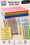Back to School Colorful Stationery Set – 100 A4 Colored Papers, 8 Color Ballpoint Pens, 0.7 Ice Blue Color Versatil Pen, 2 Erasers, and 4 Pastel Highlighters