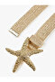Textured Knitted Straw Belt with Starfish Buckle - 3
