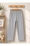 Unisex Children's Gray Pajama Bottoms 100% Cotton Elastic Waist Comfortable Fit Combed Cotton Bottoms 7-8-9 Years Old - 2