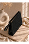 Stylish Silvery Black Patent Leather Detailed Handbag - 2