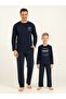 Father & Son Navy Blue, Loose-Fitting Pajama Set Combination, 100% Cotton, Father and Child Pajamas Sold Separately (Socks Included)