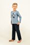 Father & Son Blue Pajama Set Combination, 100% Cotton, Father and Child Pajamas Sold Separately (Socks as a Gift) - 2