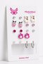 9 Pairs Stainless Steel Earrings Set – Kuromi, Teddy Bear, Rabbit, Penguin Rhinestone, Pearl, and Hoop Women's Earring Set – Non-Tarnish