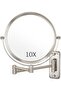 Wall Mounted Makeup Mirror - 10x Magnification 8' Two-Sided Swivel Extendable Bathroom Mirror Nickel Finish