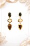 Verona Natural Stone Detailed Gold Dangle Women's Earrings - 3