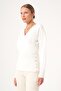 Women's Button Detail Double Breasted Sweater Ecru 25298 - 3