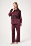 Women's Sequin Detailed Modal Suit Plum 31519 - 3